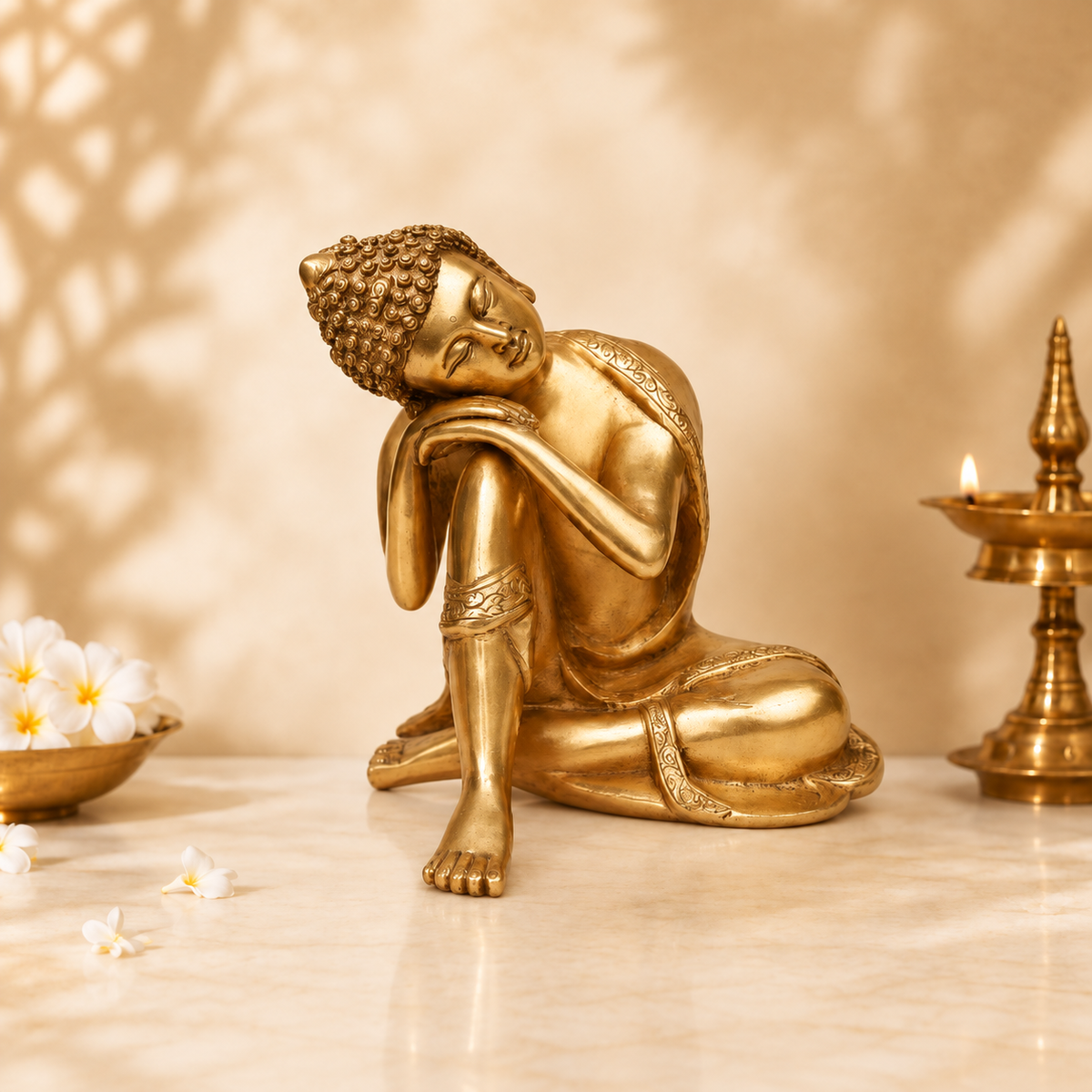 Handcrafted Brass Resting Buddha Idol