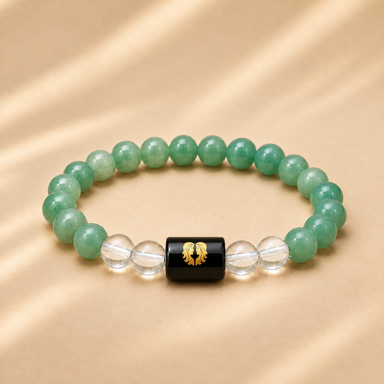 Gemini Zodiac Bracelet with Green Aventurine & Clear Quartz