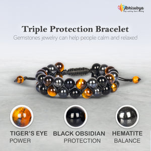 Triple Protection Crystal Bracelet - Shield Against Negative Energy