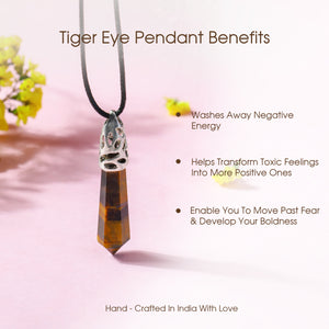 Tiger Eye Crystal Point Pendant for Confidence and Clarity