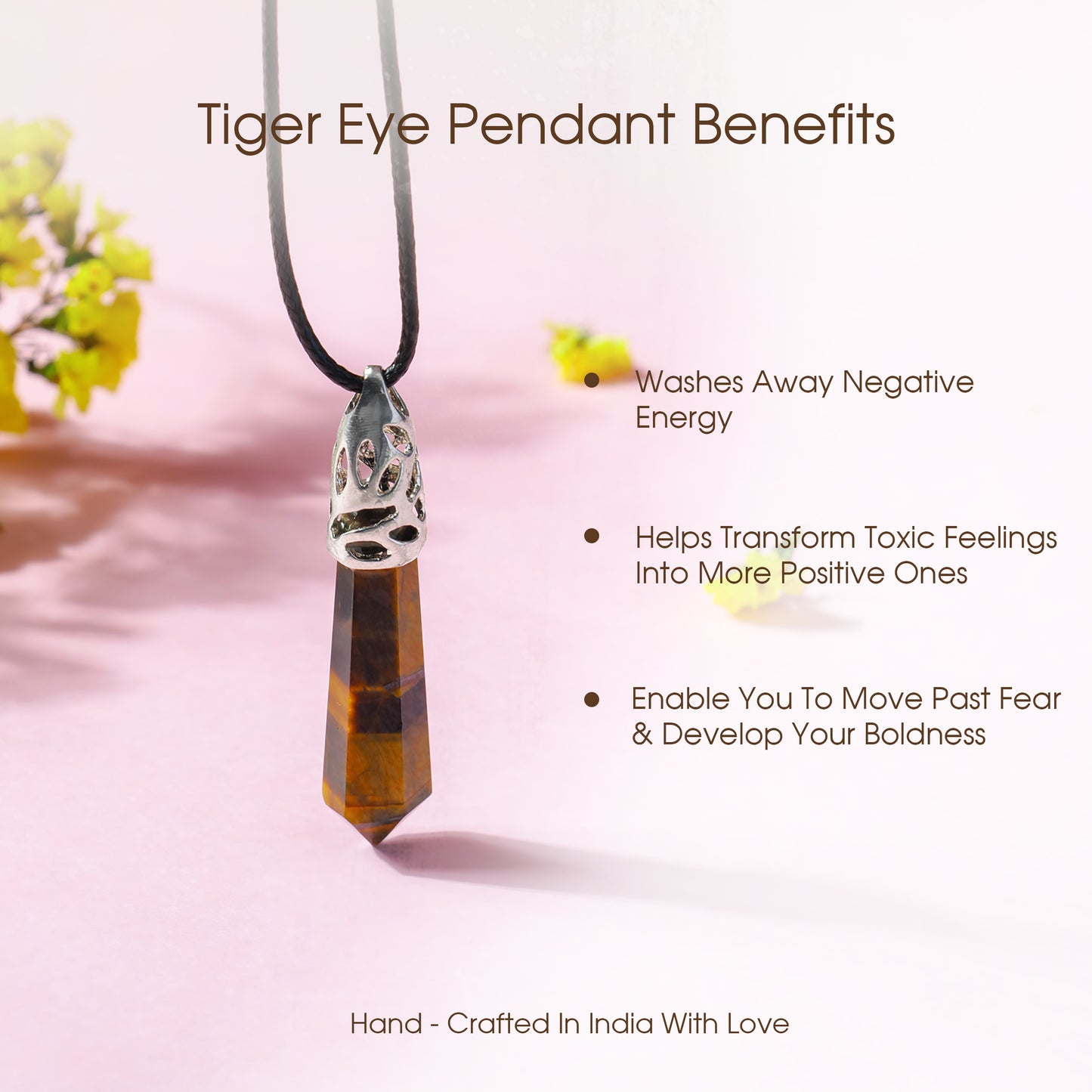 Tiger Eye Crystal Point Pendant