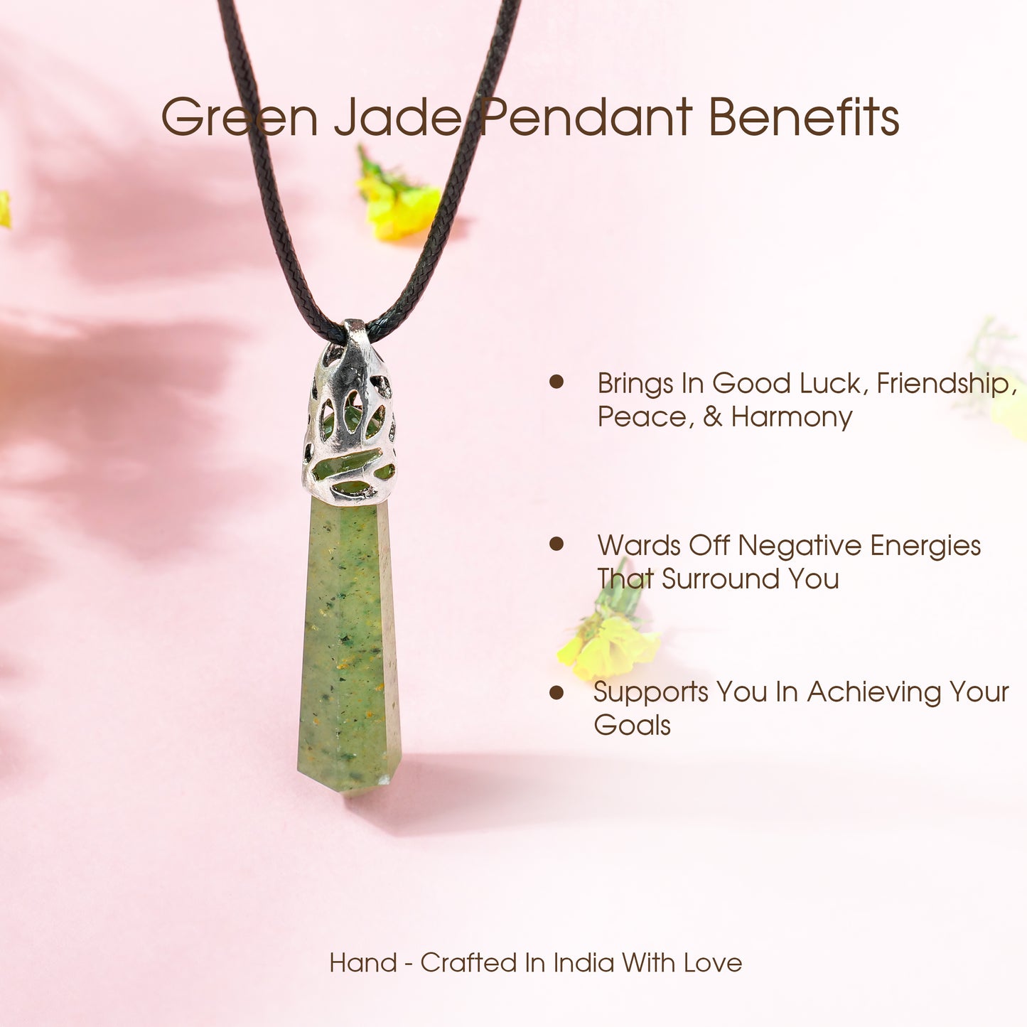 Green Jade Crystal Point Pendant