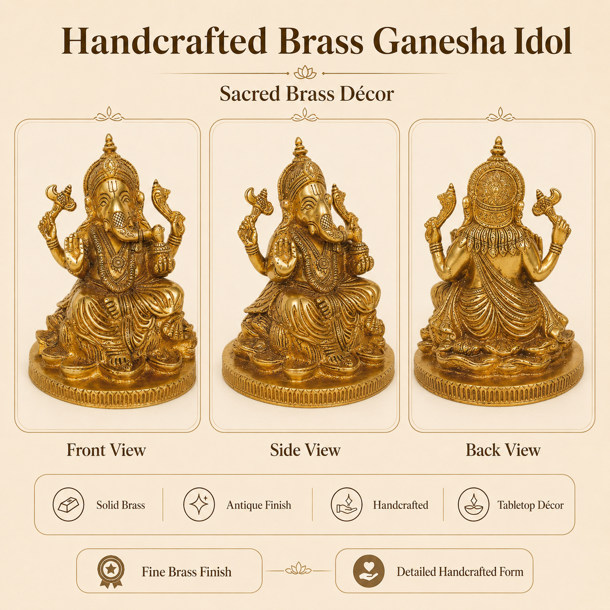 Handcrafted Brass Ganesha Idol