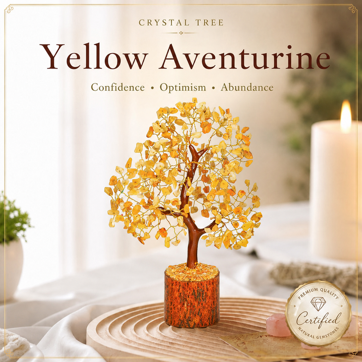 Yellow Aventurine Crystal Tree for Luck, Success & Positive Energy