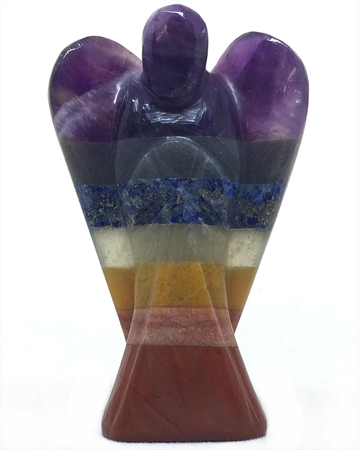 Seven Chakra Stone Angel Figurine for Energy Balance, Healing, and Protection