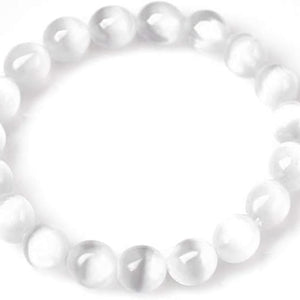 Selenite Crystal Bracelet, Natural White Selenite Bracelet for Energy Cleansing and Meditation