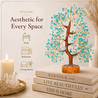 Turquoise Crystal Tree for Home, Office and Meditation
