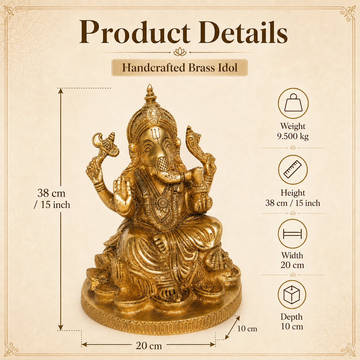 Handcrafted Brass Ganesha Idol