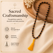 Karungali & Rudraksha Jaap Mala with Saffron Tassel
