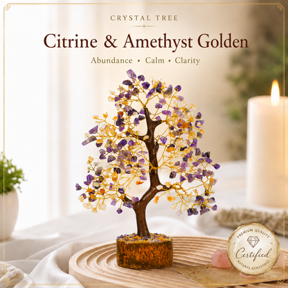 Citrine and Amethyst Crystal Tree