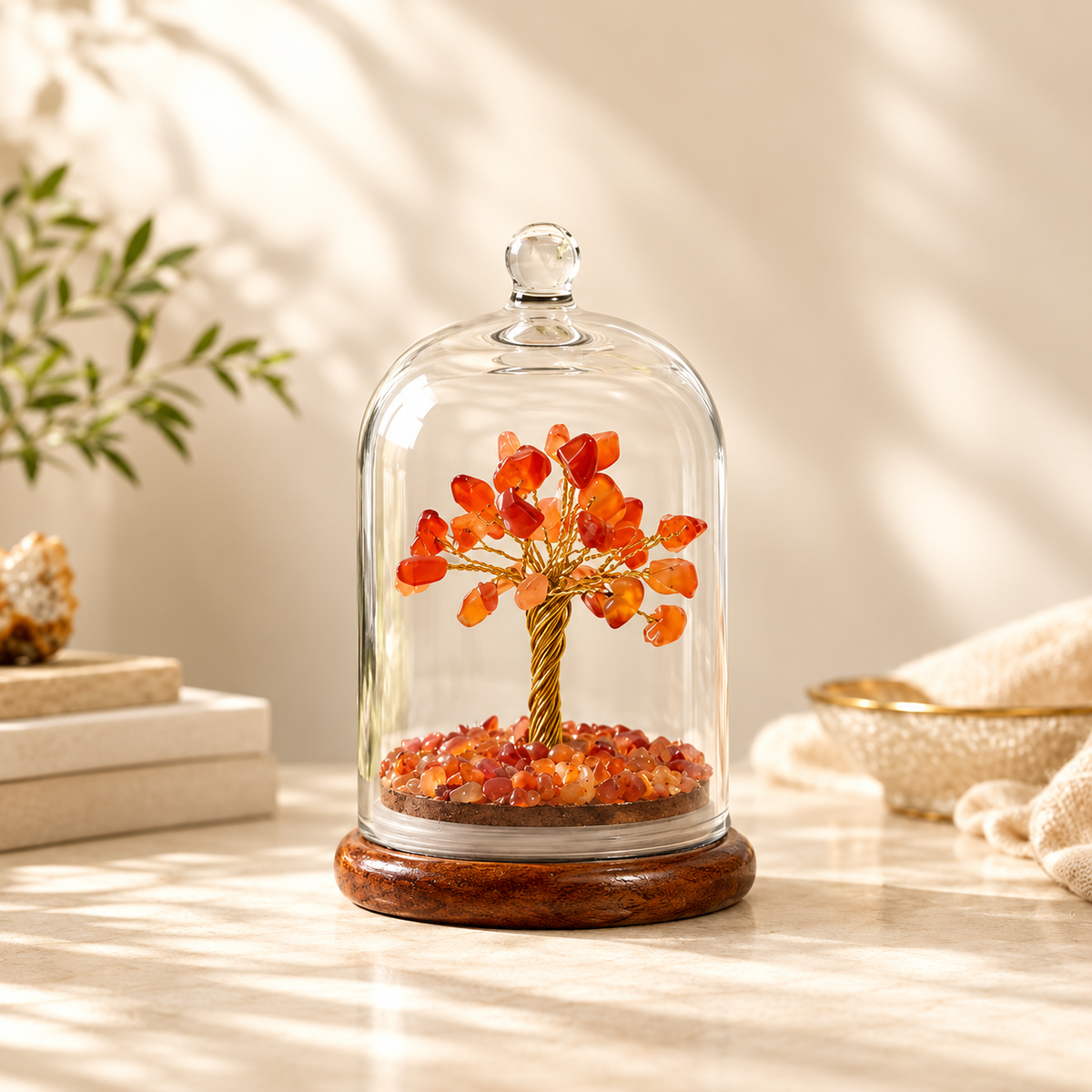Carnelian Dome Tree Under Glass Cloche