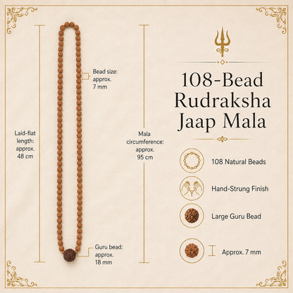 108-Bead Rudraksha Mala with Guru Bead