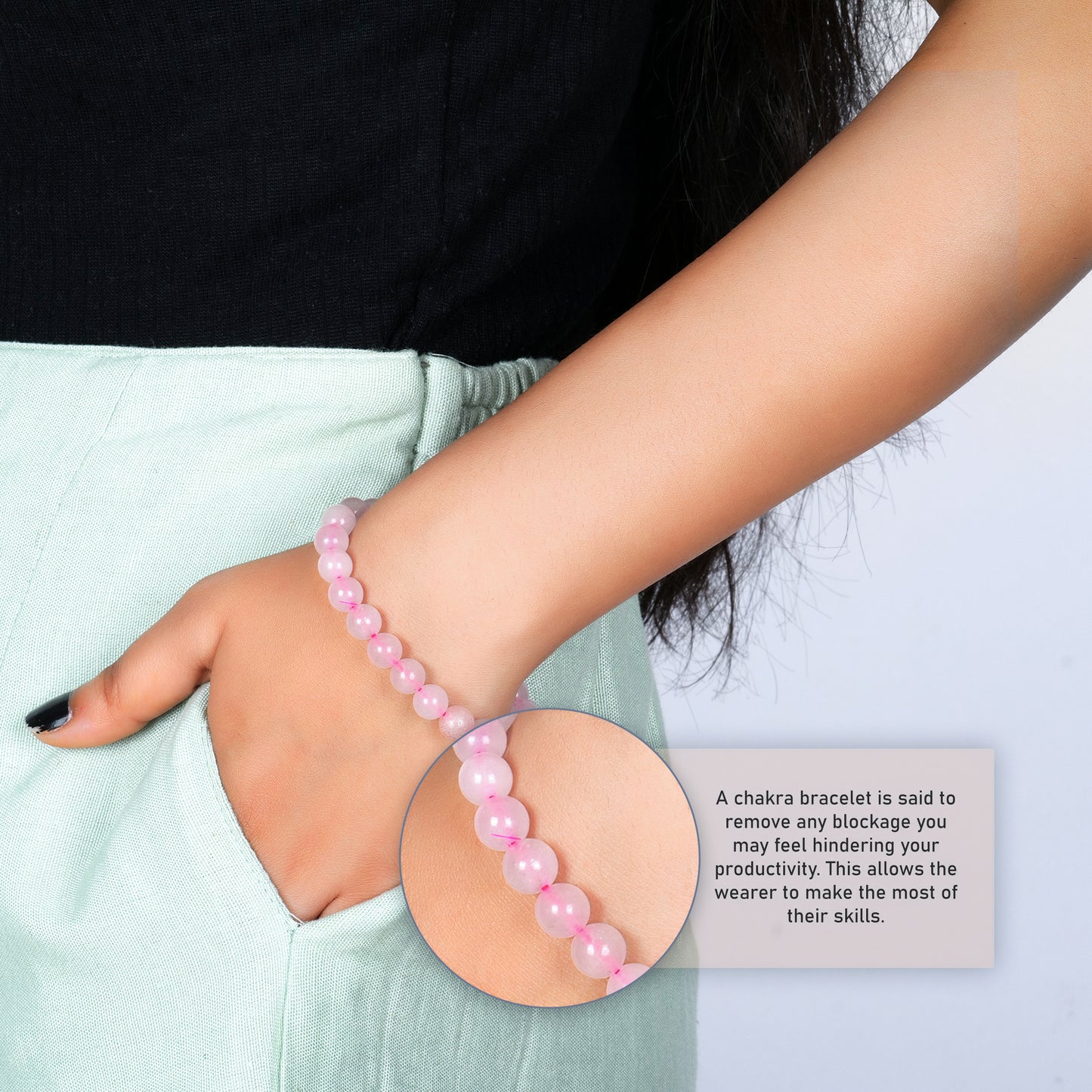 Rose Quartz Taurus Zodiac(वृषभ राशि) Certified Healing Crystal Bracelet