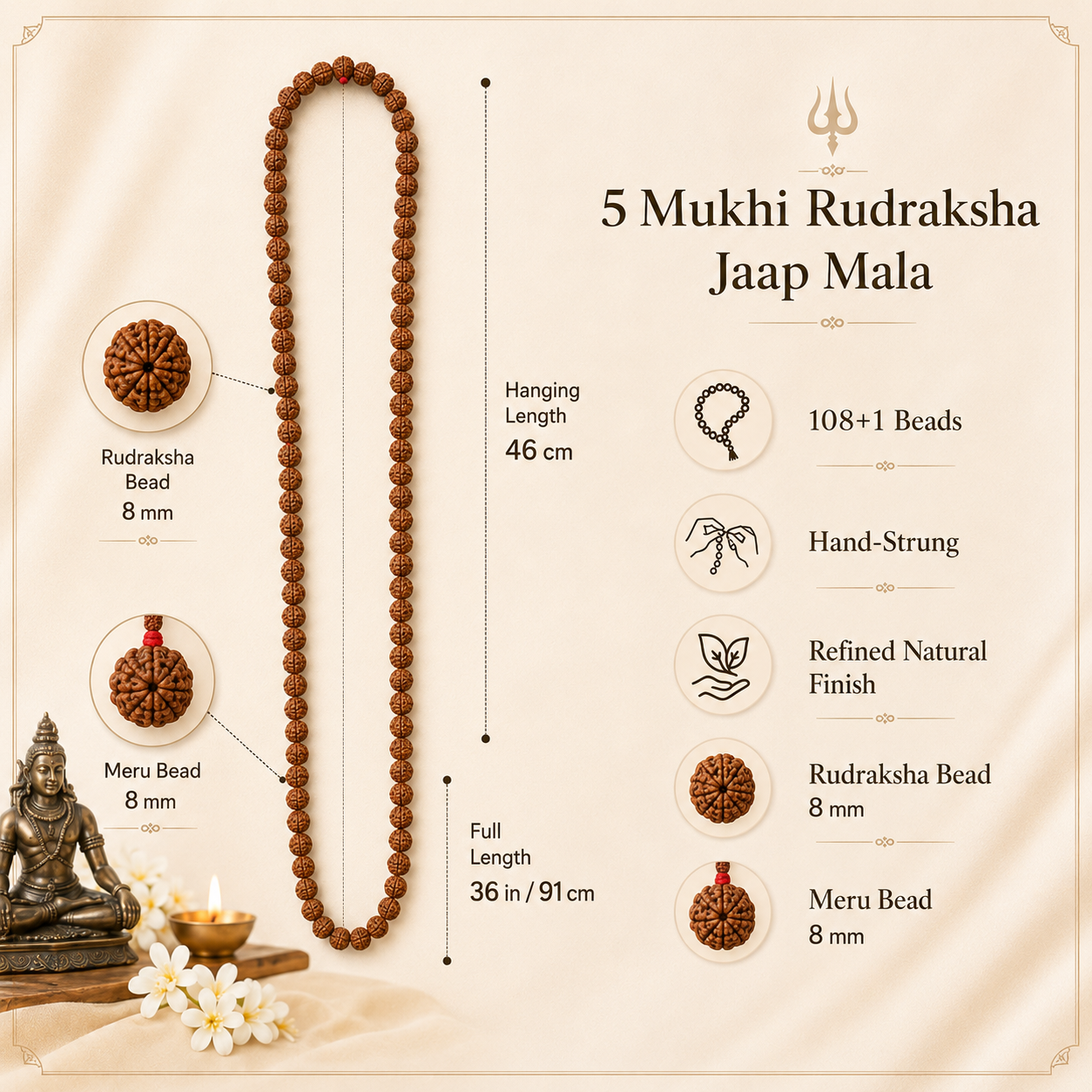 5 Mukhi Rudraksha Jaap Mala