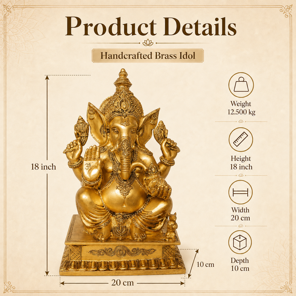 Handcrafted Brass Ganesha Idol