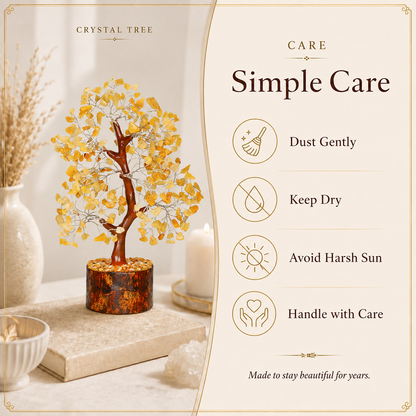 Yellow Aventurine Crystal Wooden Tree for Confidence & Abundance