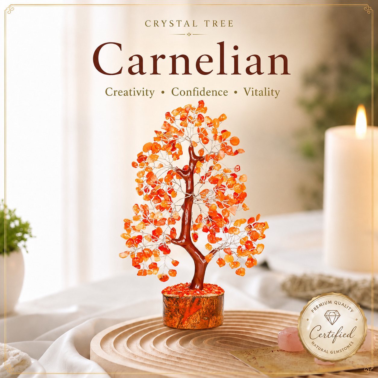 Carnelian Crystal Tree With Silver Wire