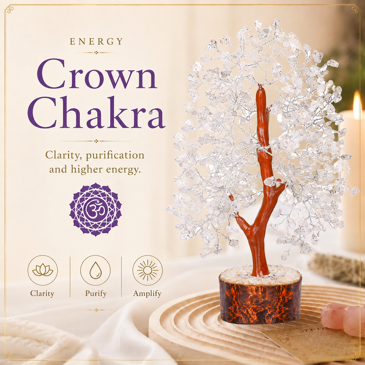 Shop Clear Quartz Crystal Wooden Tree with Silver Wire