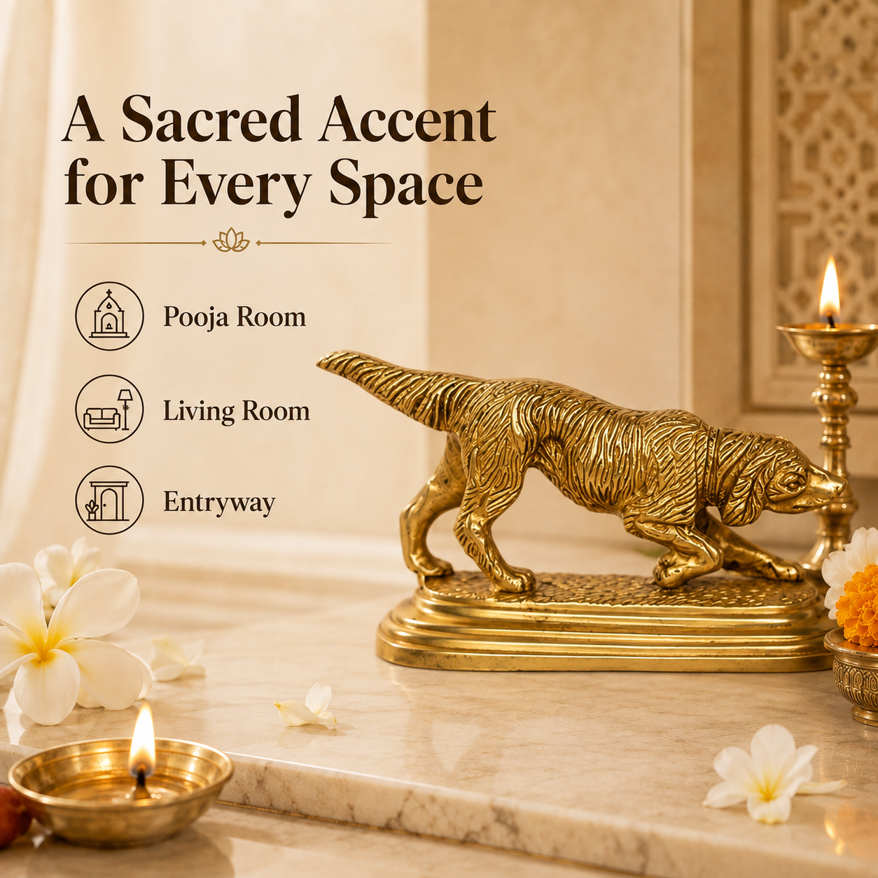 Handcrafted Brass Dog Idol