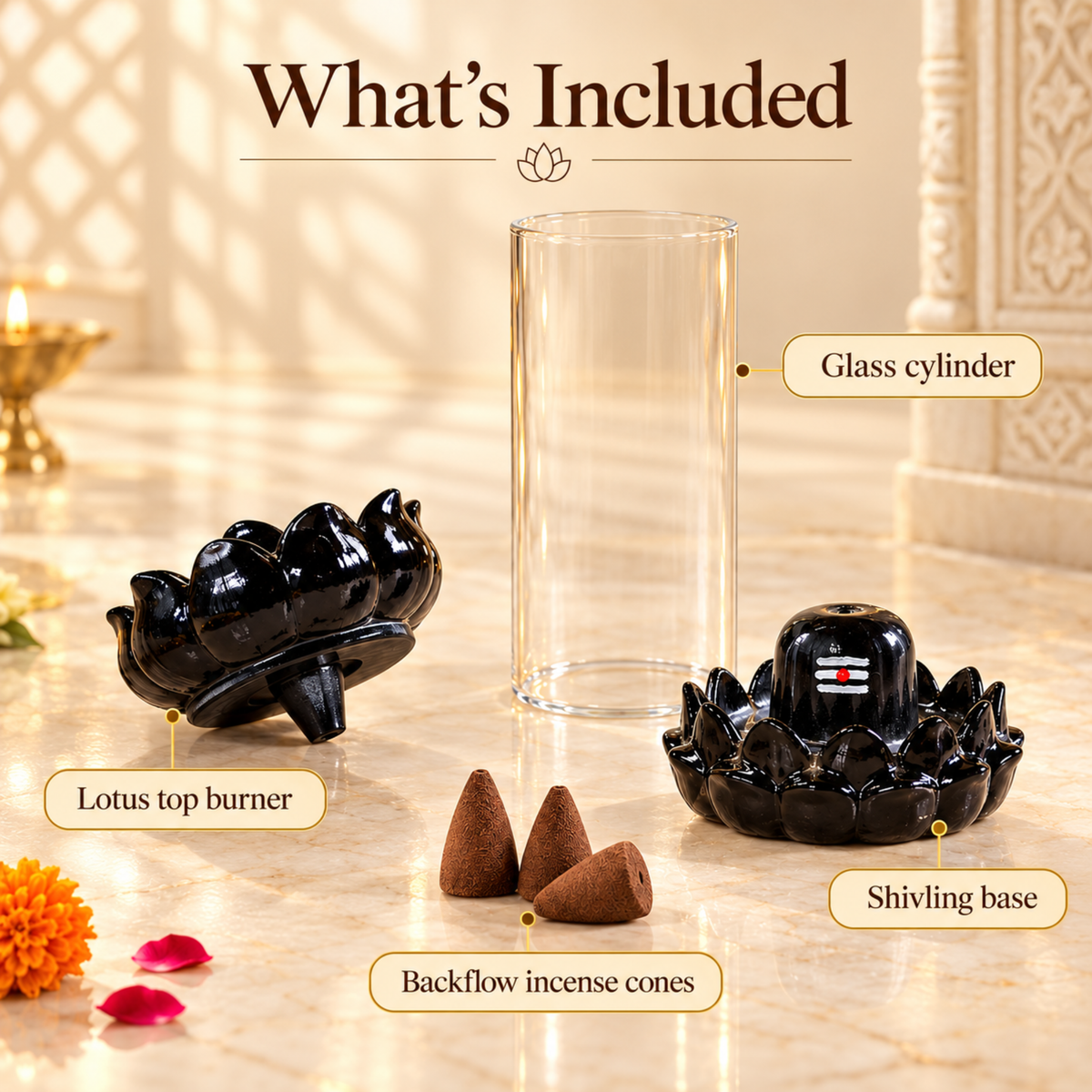 Shivling Backflow Incense Burner | Lotus Smoke Fountain