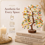 Mix Chakra Crystal Wooden Tree with Golden Wire