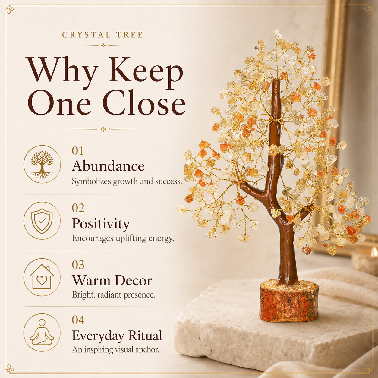 Citrine Crystal Tree With Golden Wire