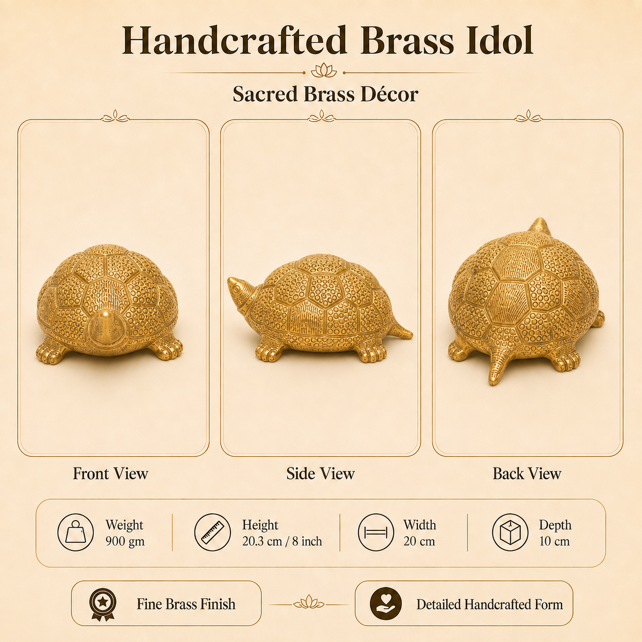 Handcrafted Brass Tortoise Idol