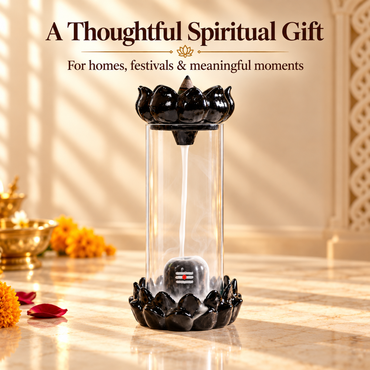 Shivling Backflow Incense Burner | Lotus Smoke Fountain