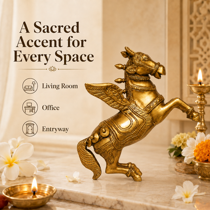 10 Inch Brass Pegasus Winged Horse Idol