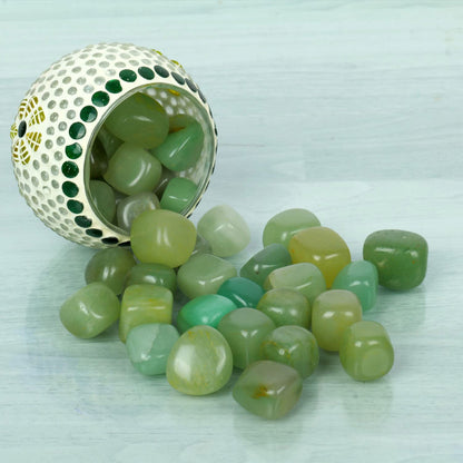 Green Jade Crystal Tumbled Stone For Healing (500Gm)