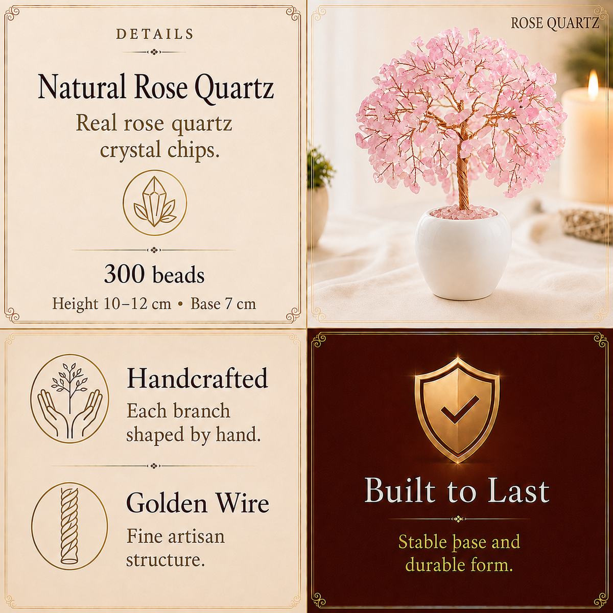 Rose Quartz Crysal Tree For your Good Luck