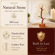 Buy Clear Quartz Crystal Wooden Tree With Golden Wire