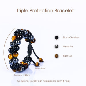 Triple Protection Crystal Bracelet - Shield Against Negative Energy
