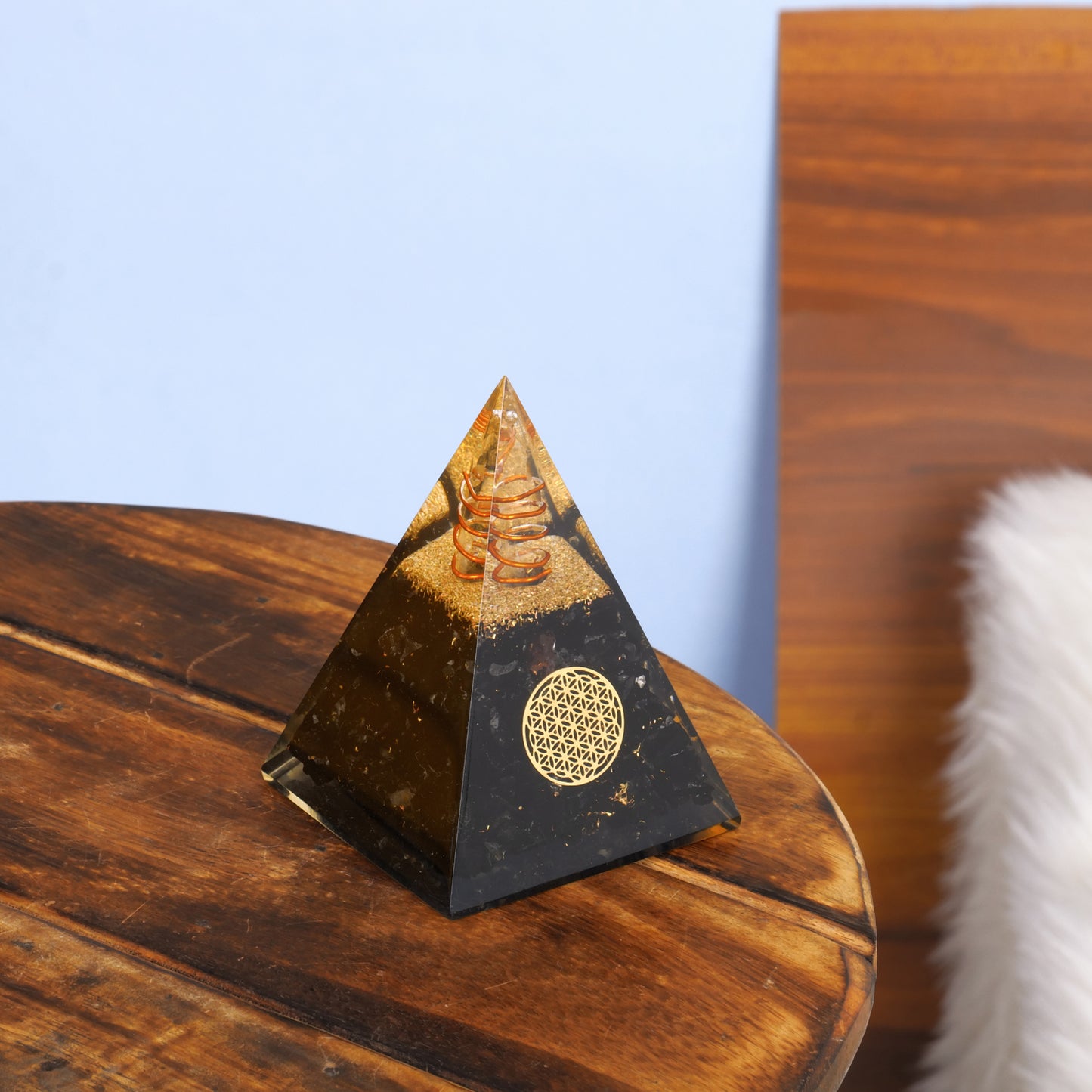 Black Tourmaline Orgone Crystal Pyramid For Meditation & Emf Protection