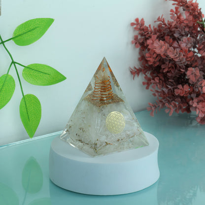 Selenite Orgone Crystal Pyramid For Meditation & Emf Protection