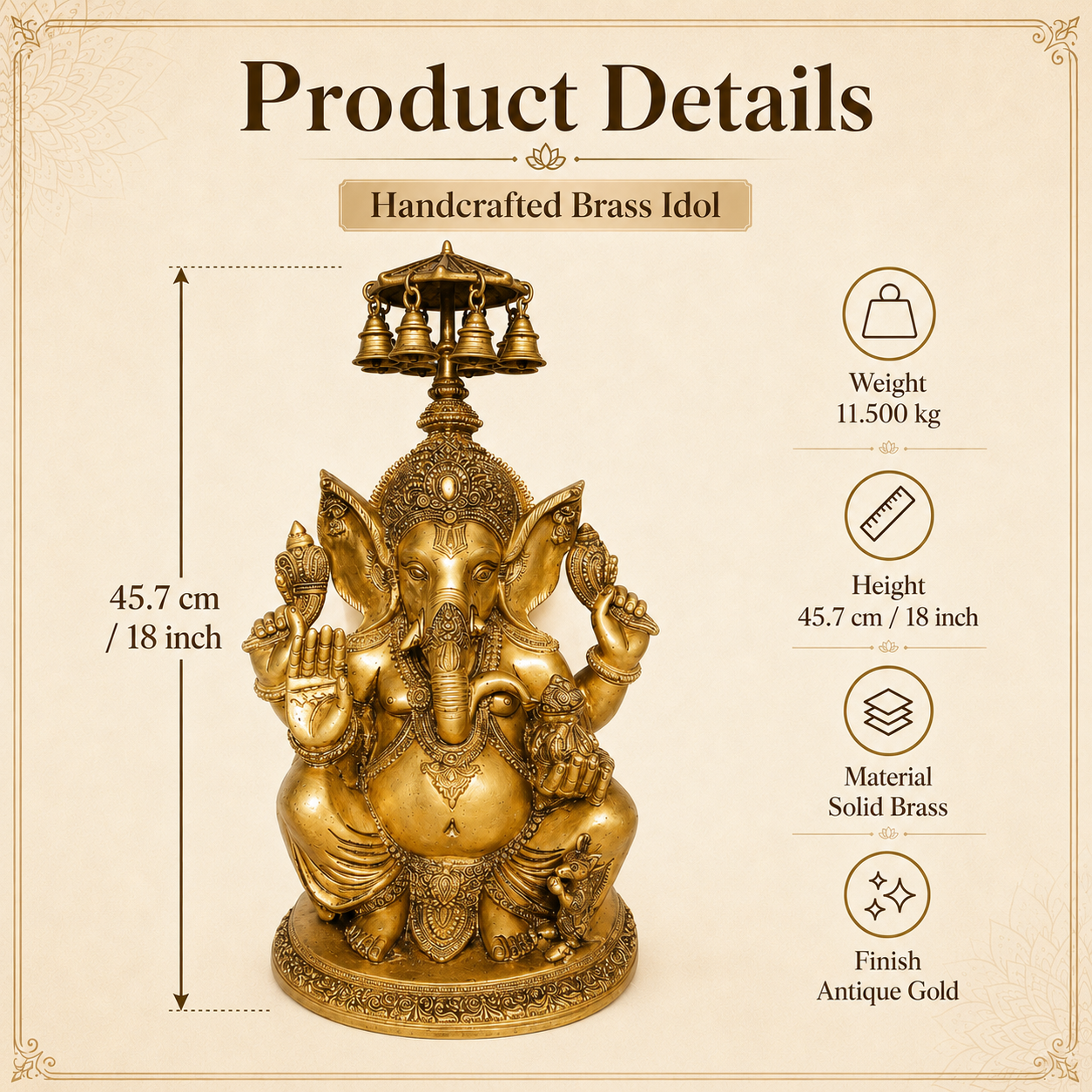 Handcrafted Brass Ganesha Idol