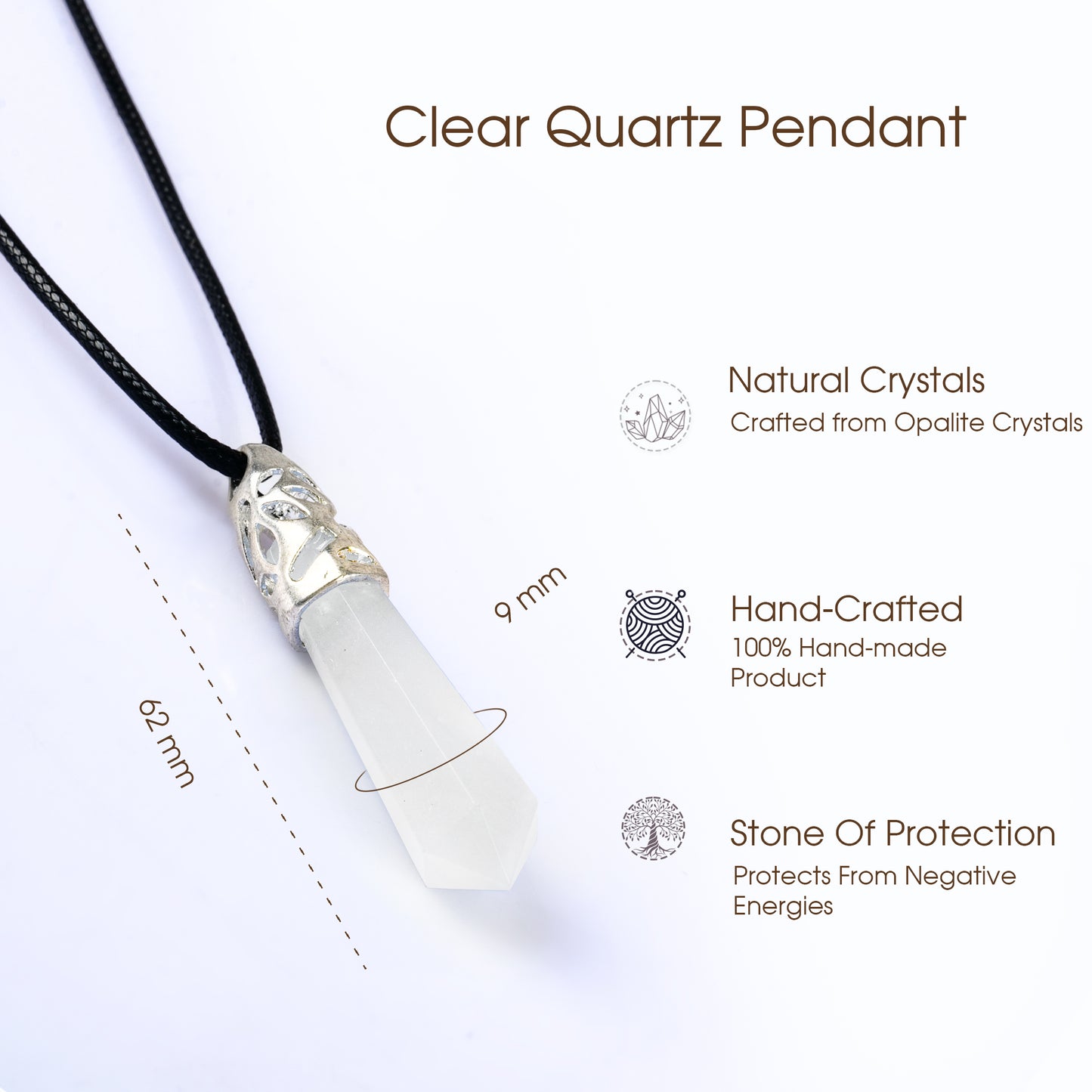 Clear Quartz Crystal Point Pendant