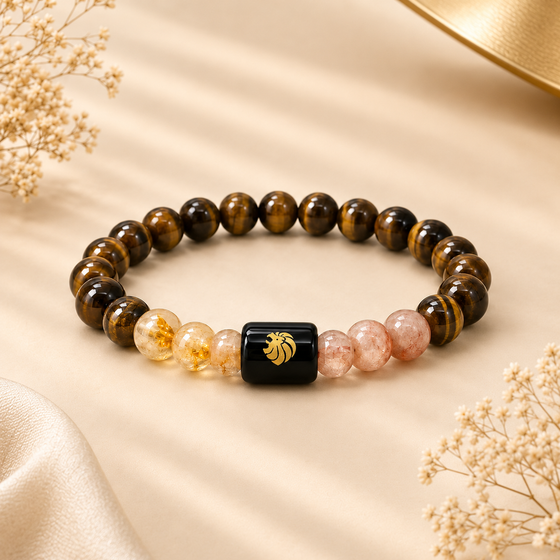 Leo Zodiac Bracelet with Citrine & Tiger Eye