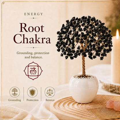 Black Tourmaline Crystal Tree with 300 Natural Stones