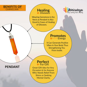 Carnelian Crystal Pencil Pendant For Enhance Courage and Passion