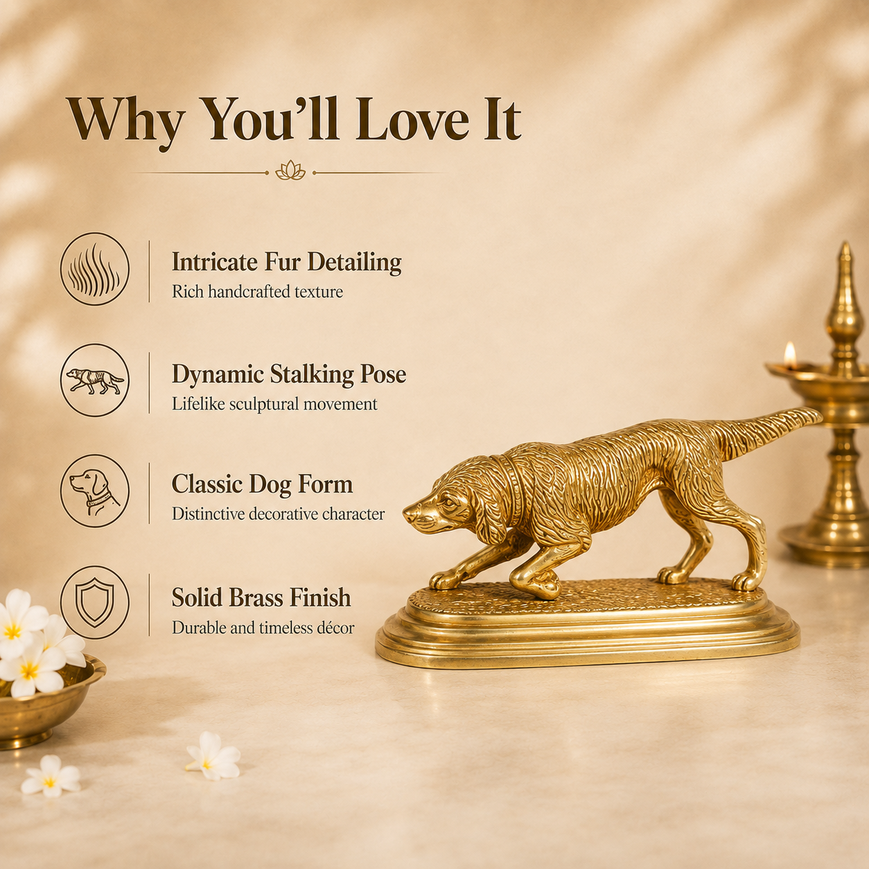 Handcrafted Brass Dog Idol