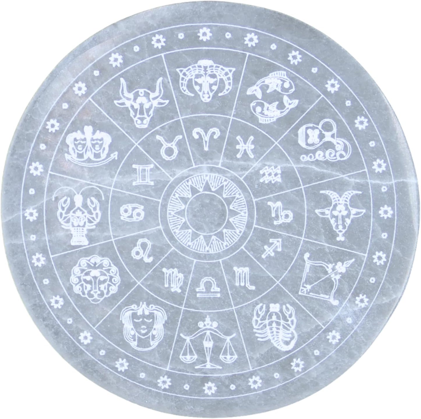 Zodiac Selenite Charging Plate, Natural White Selenite Crystal for Cleansing and Charging Crystals