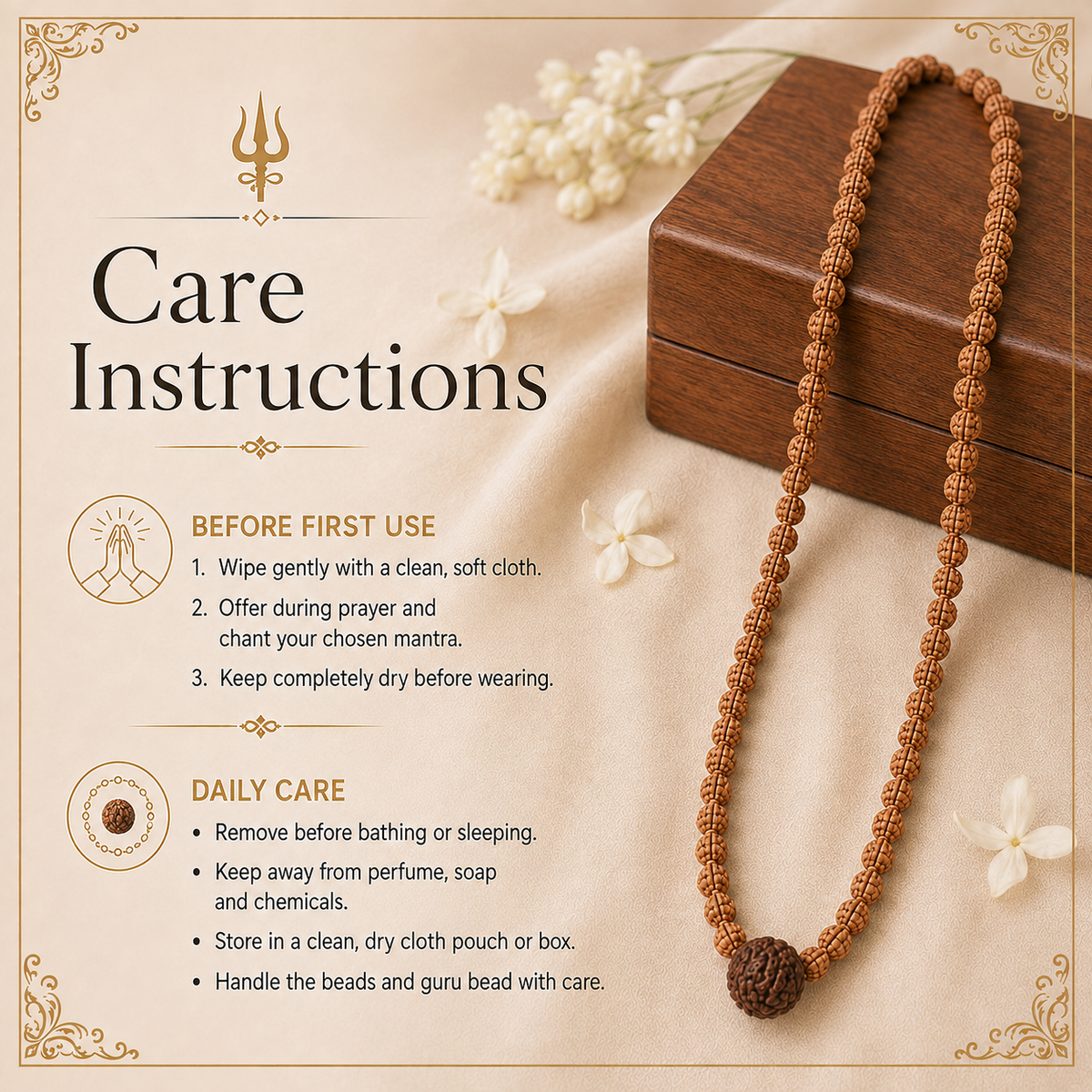 108-Bead Rudraksha Mala with Guru Bead