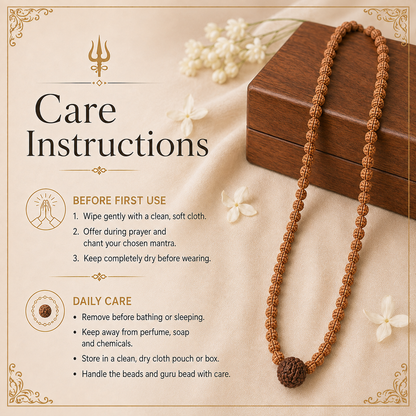108-Bead Rudraksha Mala with Guru Bead