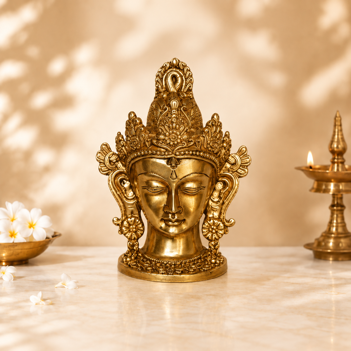 Handcrafted Brass Goddess Face Idol
