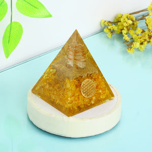 Citrine Orgone Crystal Pyramid For Meditation and Emf Protection