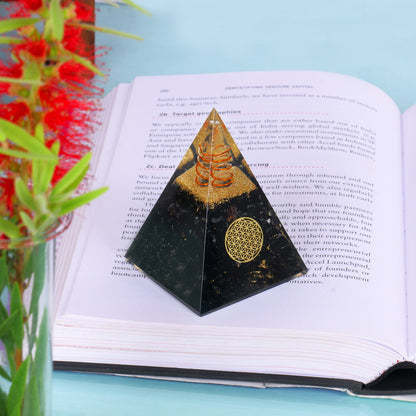 Black Tourmaline Orgone Crystal Pyramid For Meditation & Emf Protection