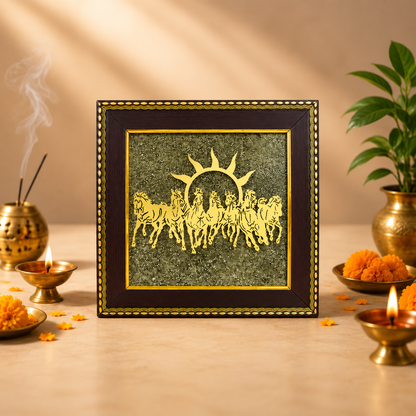 7 Horses on Raw Pyrite Frame