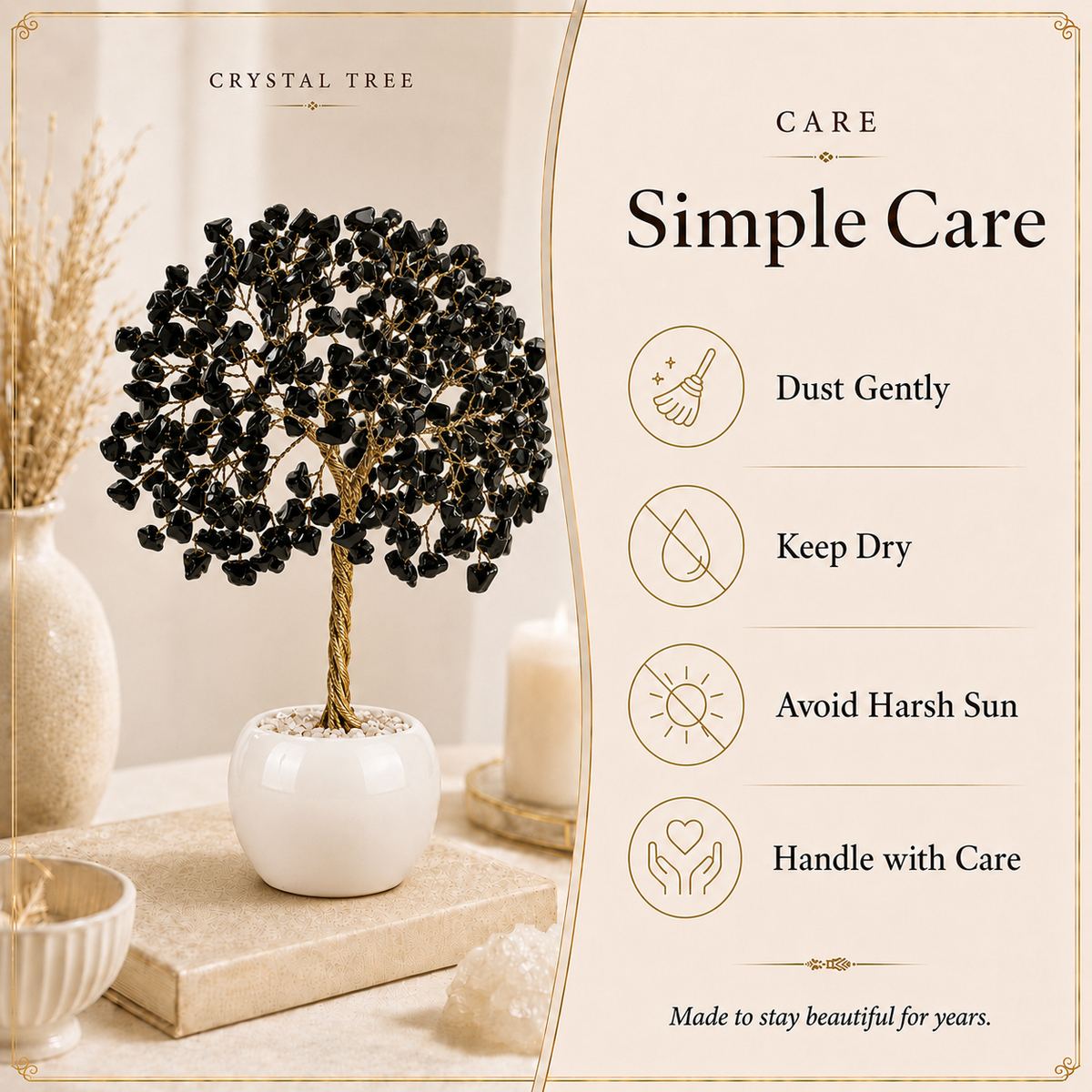 Black Tourmaline Crystal Tree with 300 Natural Stones