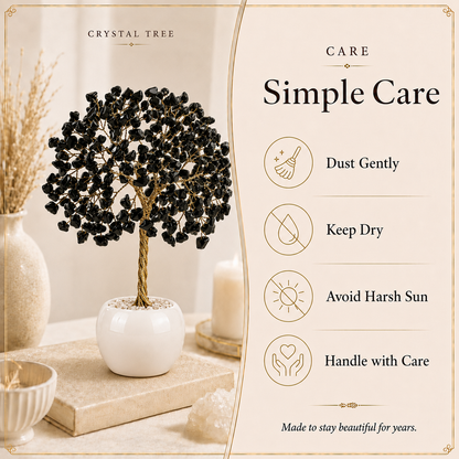 Black Tourmaline Crystal Tree with 300 Natural Stones